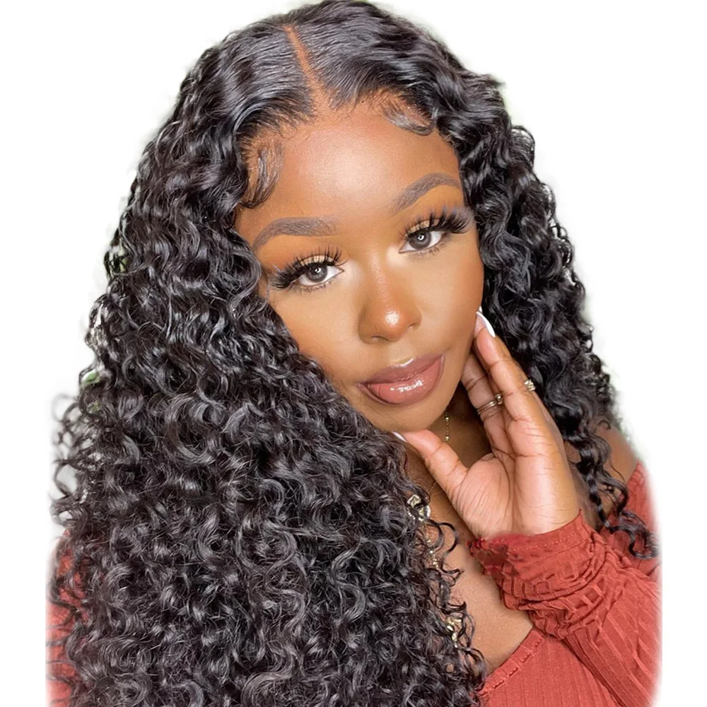 

Cheap Wholesale Transparent HD Deep Curly Brazilian Human Hair Lace Front Wigs for Black Women 13x4 Swiss Lace Wig Bleached Knot