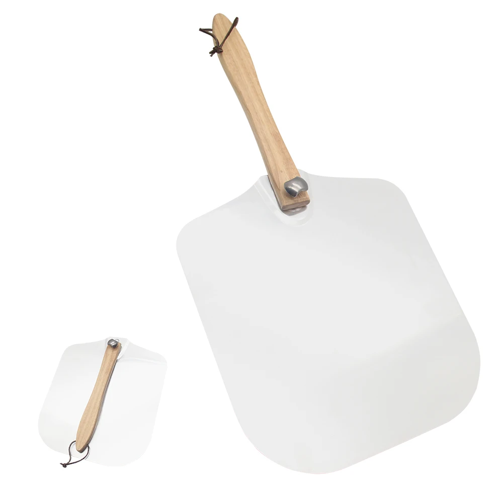 

RAYBIN Pizza Tools folding pizza peel aluminum wooden handle set, Silver