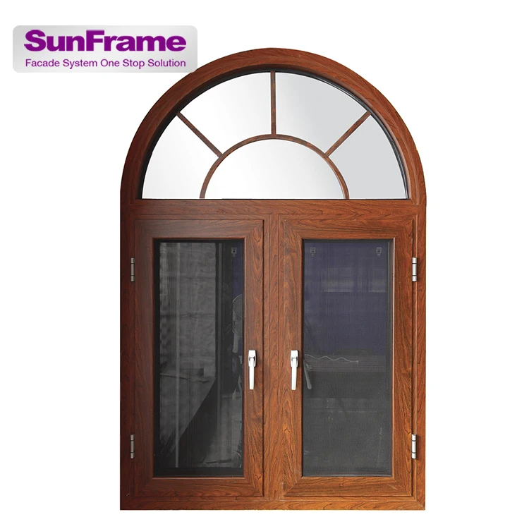 Sun Frame arched aluminum price philippines twin casement window with mosquito net outswing fly screens  casement windows