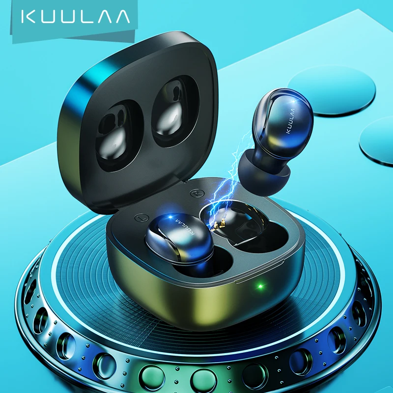 

KUULAA Free Ear Piece Ture Wireless Earbuds Sport Running Headphone Tws Wireless BT V5.0 Earphones, Black