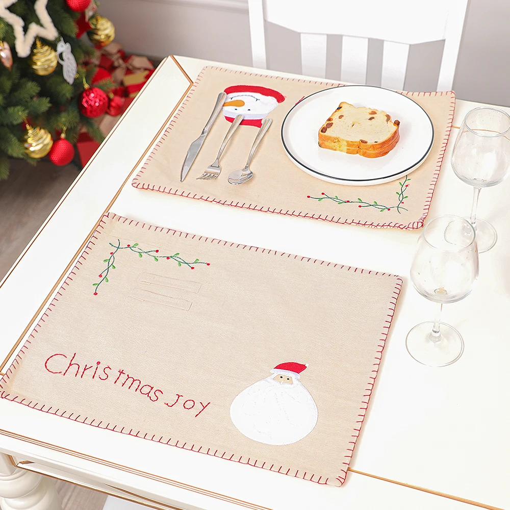 

Christmas Table Mats sets dining flax snowman old man modern christmas decor Table Mats, As shonw