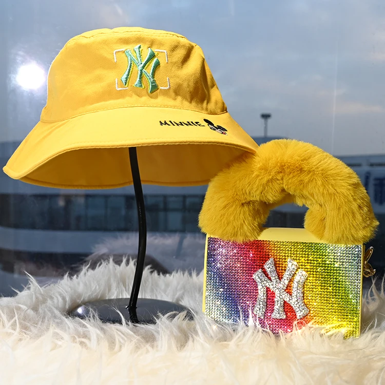 

2021 designer new york yankees hat and purse set ny purse and bucket hat, 6colors