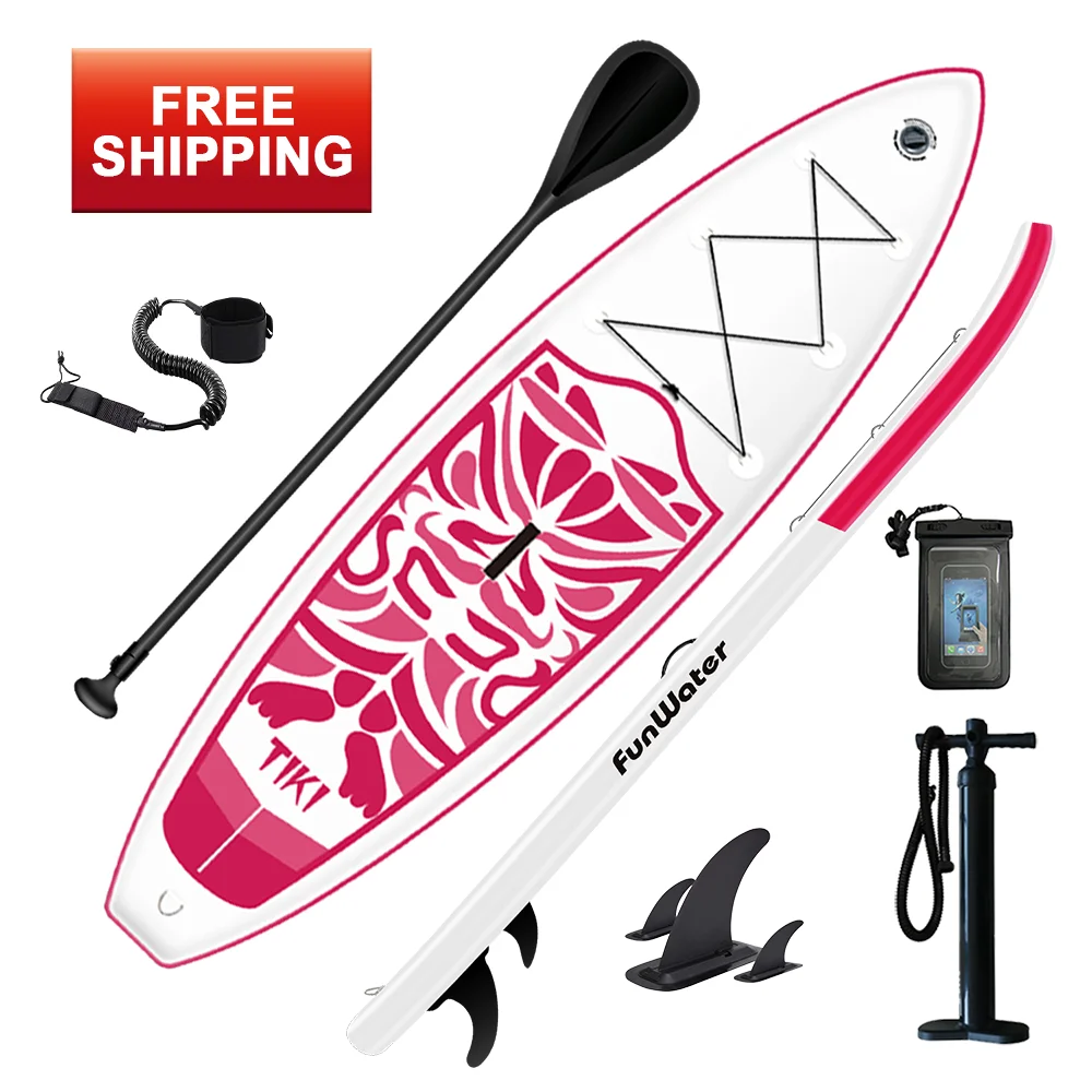 

FUNWATER Free Shipping Delivery Whitin 3-7 Days paddle surfing board inflatable stand up paddle sup surf board isup, Pink and blue