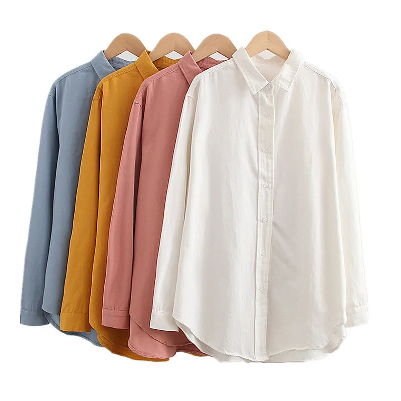 

Button Oversize Shirt Korean Ladies Office Blous Long Sleeve Spring Autumn Blouses & Tops Casual Summer Hoodie for Women Formal, Customized color