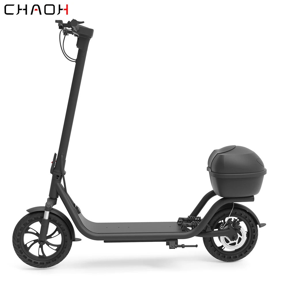 

SuperFox Smart Big Electric Scooter 12" Soild Tire 500w High-Torque Motor 28 mph 25 Mile Range Rear-Wheel Drive with Storage Box, Black