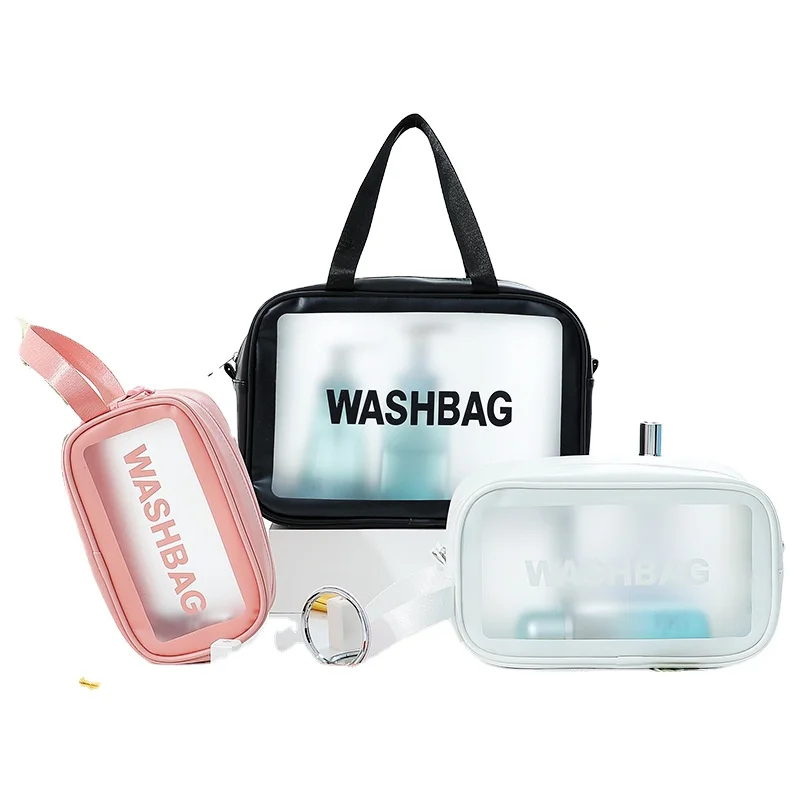 

Waterproof Cosmetic Bag Customizable Small Zip Pink Holographic Design Make up Ziplock Transparent Clear PVC For Cosmetic Bag, Black,pink,white