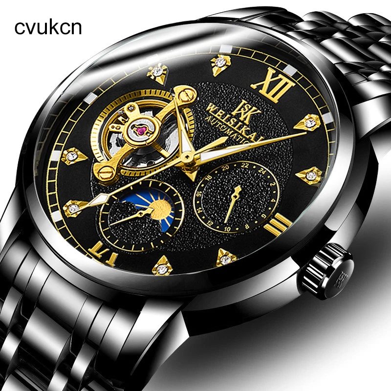 

cvukcn-Swiss movement Mechanical watch men's fashion business waterproof hollow automatic mechanical watch, Customized colors