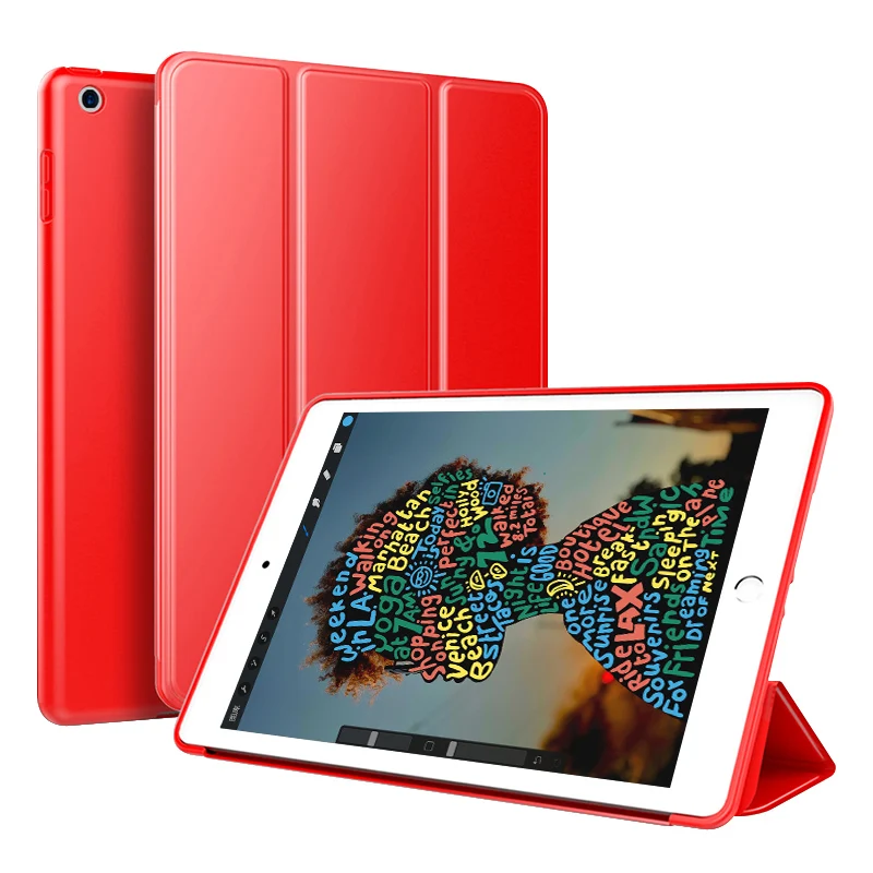 

2018 New 9.7 inch Ultra Thin Silicone Soft Table Case For apple iPad 56 Air 1 2 Flip Leather Cover Case