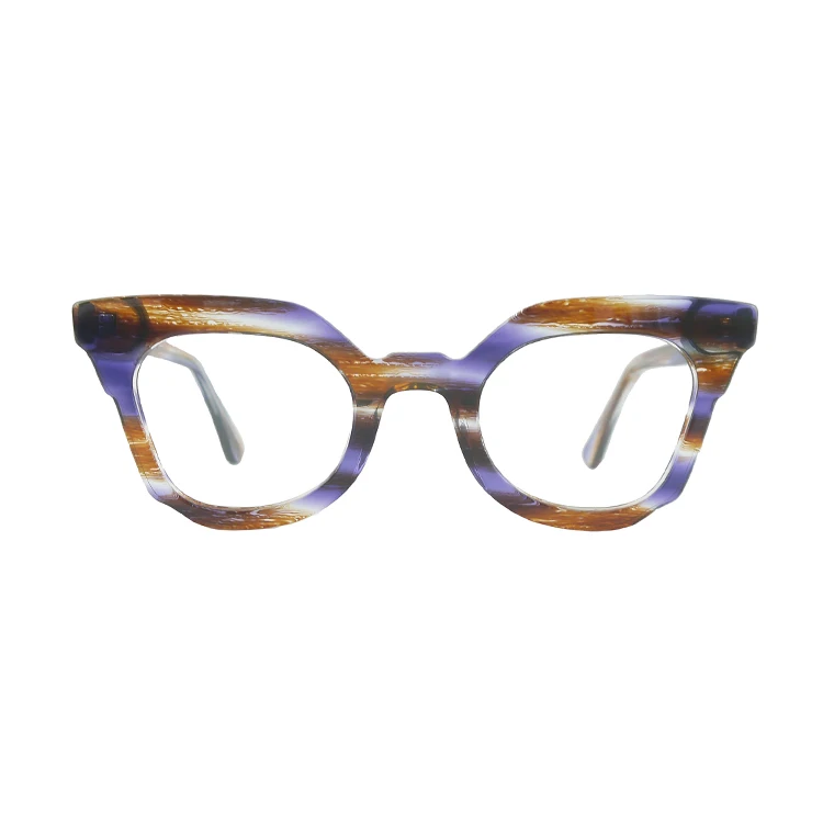 

Latest Unique Design Girls Cateye Multi Colors Stripe Acetate Optical Frame Eyeglasses