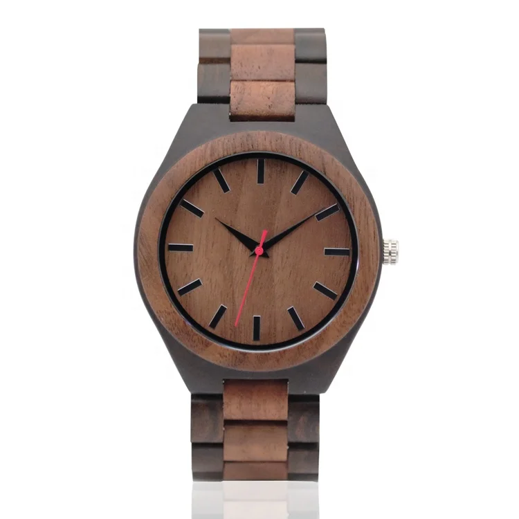 

Men Japan Quartz Wristwatch Walnut Wooden Analog Custom Logo Luxury Brand Wood Watch