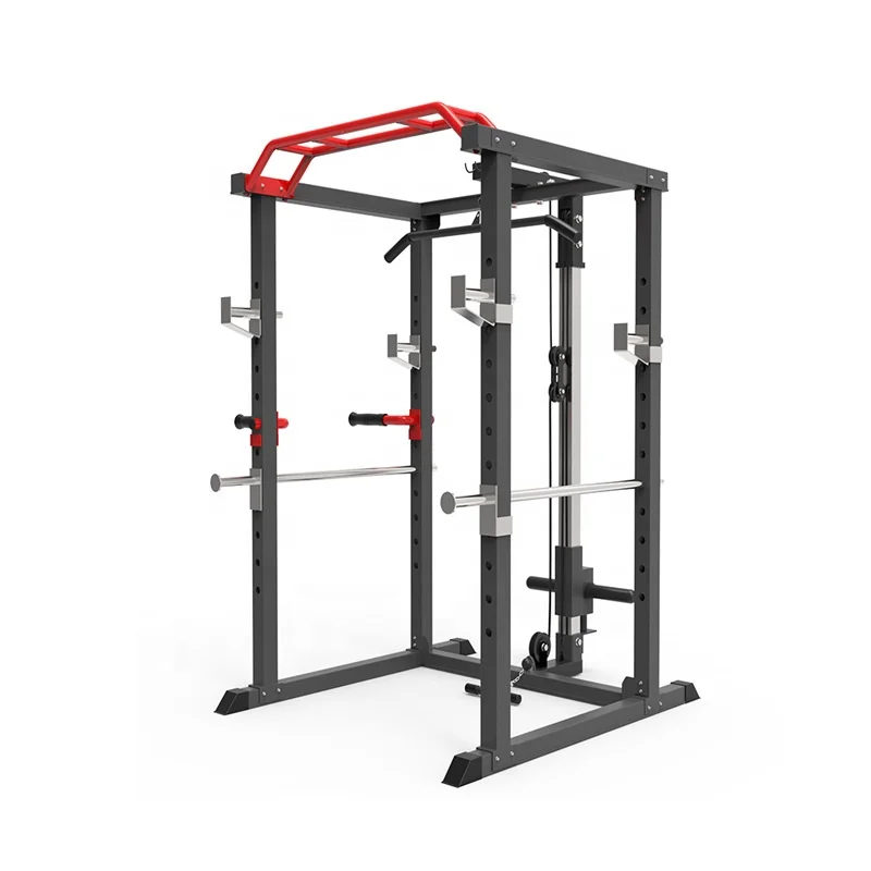 

Price Gym Full Cage Fitness Equipment Power Tower Lat Pull Up Down Bar Weight lifting Multi Function Home Squat Rack with Cable, Black