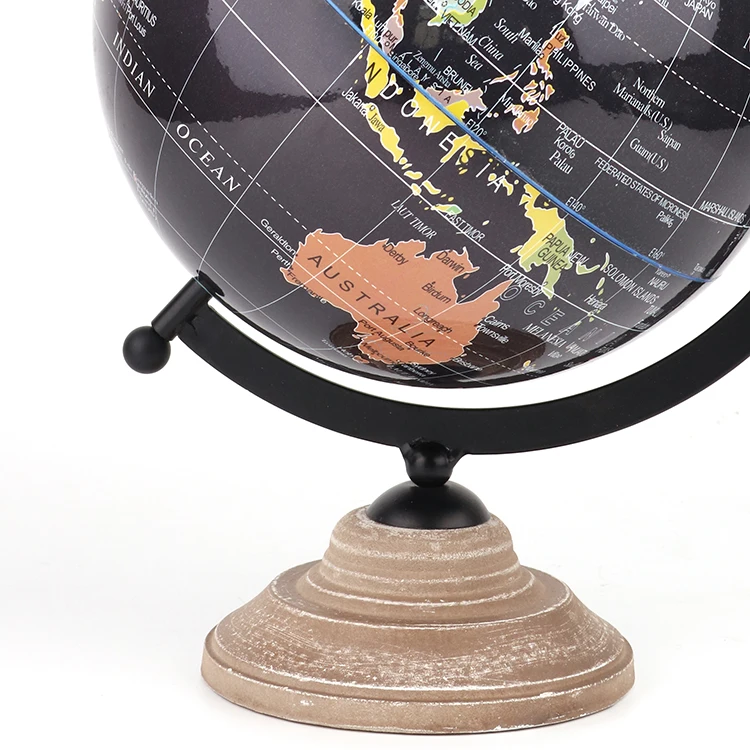 
K&B Modern style custom black home decorative Christmas gift plastic desk table world earth globe 