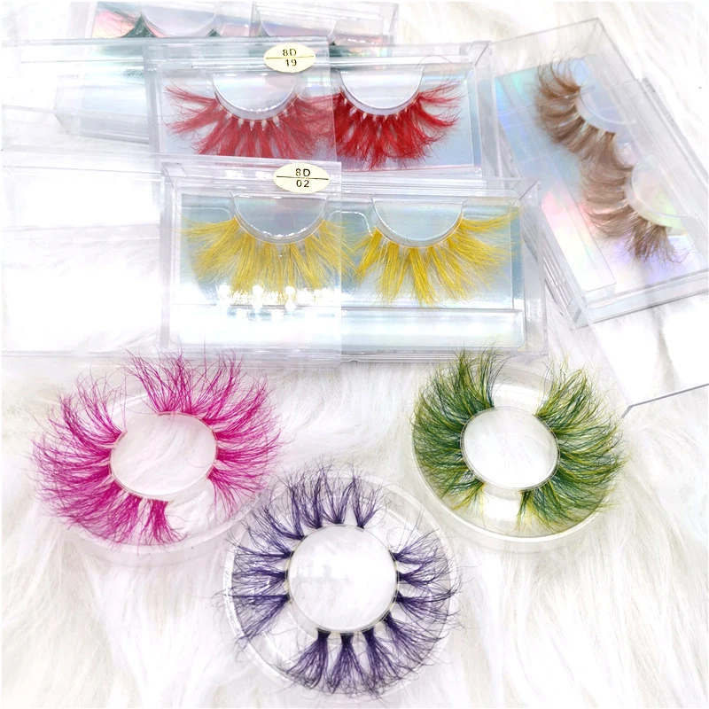 

25 mm mink color lashes private label 3d Factory Price Eyelashes mink eyelashes colorful lash color lashes, Many colors