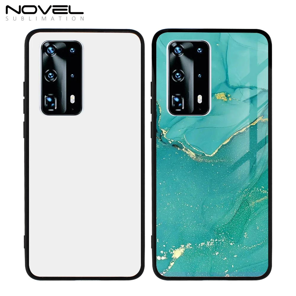 

Custom Designer Blank 2d TPU Sublimation Tempered Glass Phone Cases For Huawei P40 Pro Plus, Black