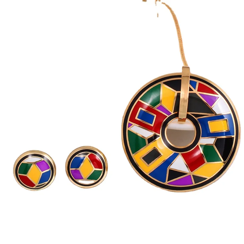 

Wholesale Stainless Steel Fashion Jewelry Sets Custom Enamel Jewelry Set Necklace And Earrings Sets