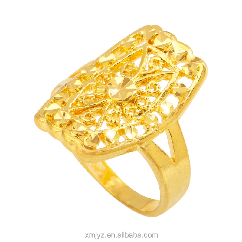 

Hot Gold-Plated Brass Frame Hollow Pattern Adjustable Ring Korean Style Open Ring Female Jewelry Wholesale