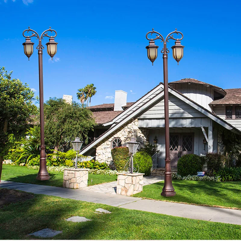 European style decorative vintage courtyard garden outdoor pole mounted luminaire led yard lamp