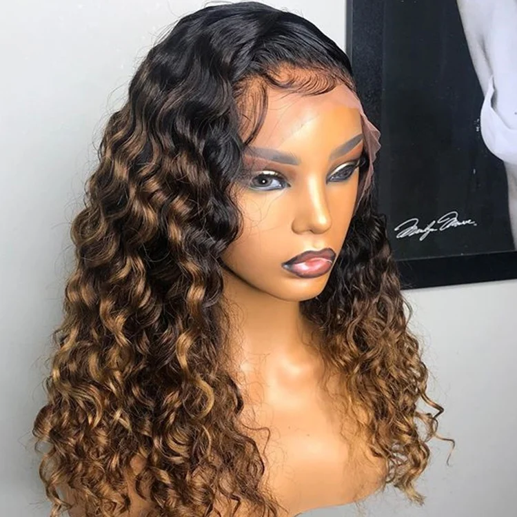 

Shy Hair Lace Curly Wig 100% Human Hair 150% Density Full Lace Wigs With Natural Hairline Blonde Ombre Curly Wig