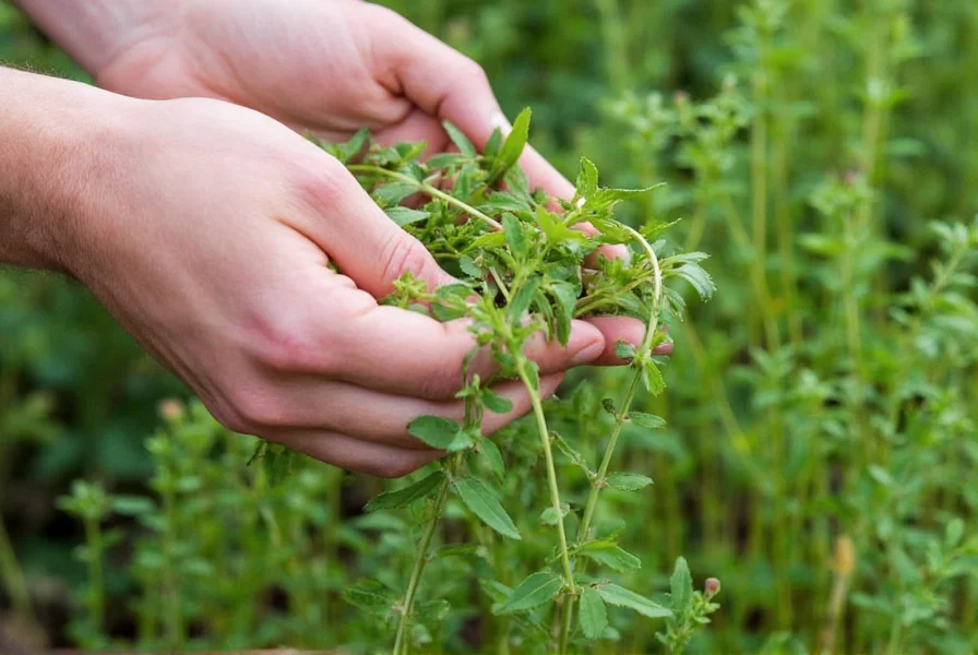 Ernte von Anis-Hyssop-Blättern für Tee