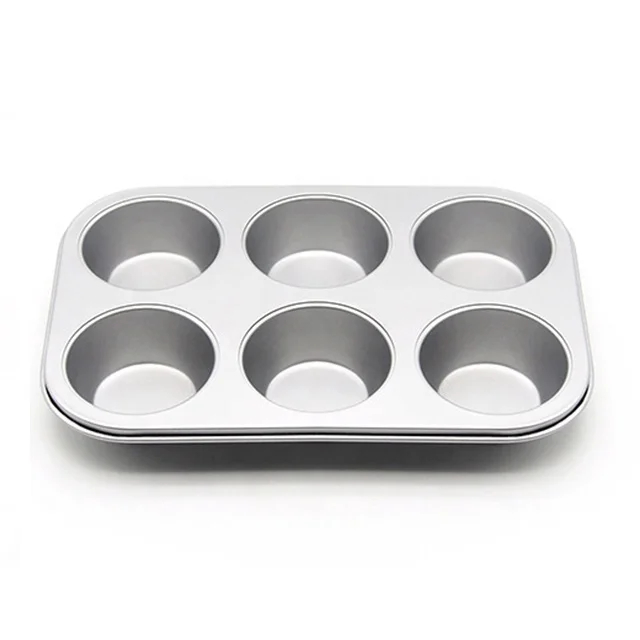 

Heavy Duty Carbon Steel Cupcake 6 Cup Cake Pan High Temperature Resistant Food Grade NonStick Baking Tray Muffin Tray Cake, Product color