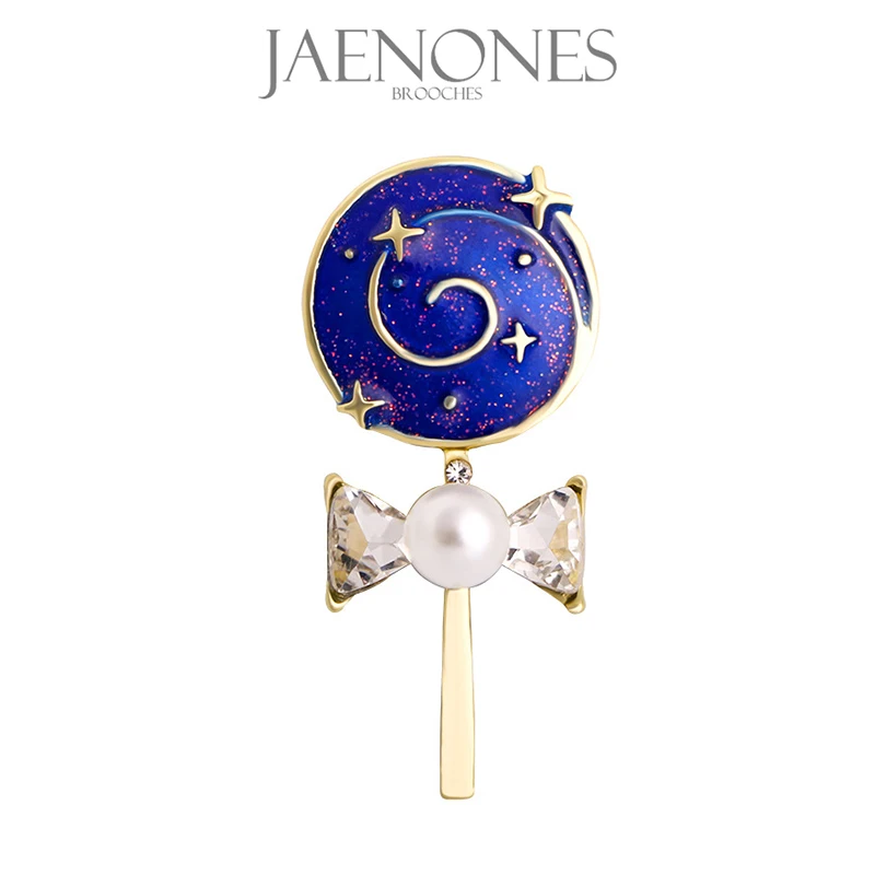 

JAENONES Custom Wholesale Fashion Rhinestone Enamel Luxury Bow Pearl Flower Brooch Stars Moon Brooches For Women, Gold plated