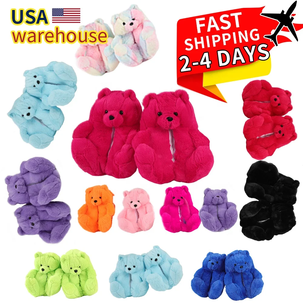 

US WAREHOUSE furry slides 2022 Faux fur factory wholesale customer color fluffy slides sandals woman winter fur slipper, Customized color