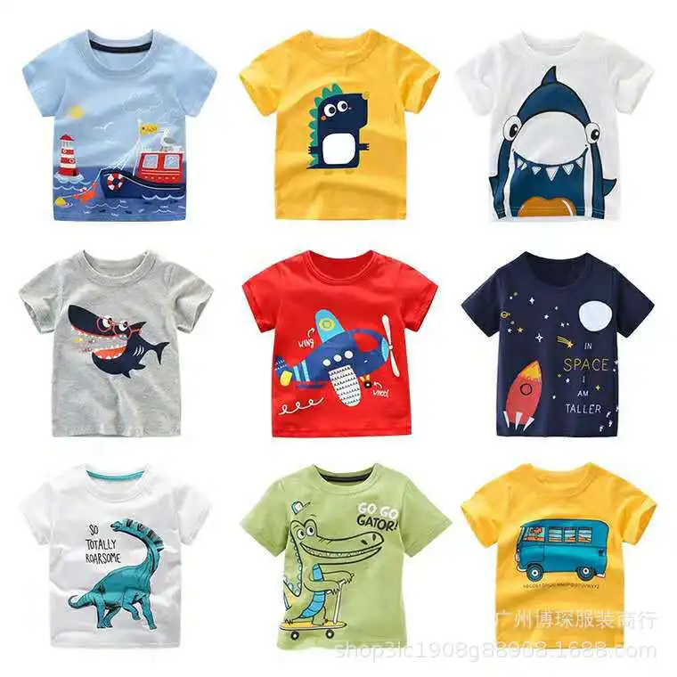 

New models factory cheap cute cartoon boys girls summer T-shirt kids clothes stock children clothes, Mix colors