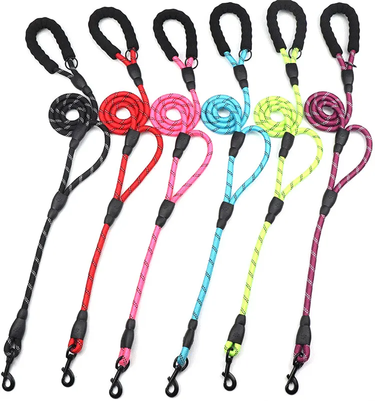 

Double handle dogs control safety training 2 handles dog leash, Blue, black, red, purple, green, pink,black&green