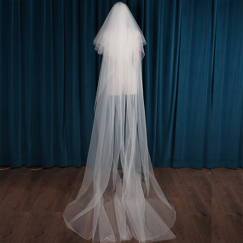 
Simple Elegent White High quality Wedding Veils 3m Long Accessories Bridal Tulle Veils with Comb 