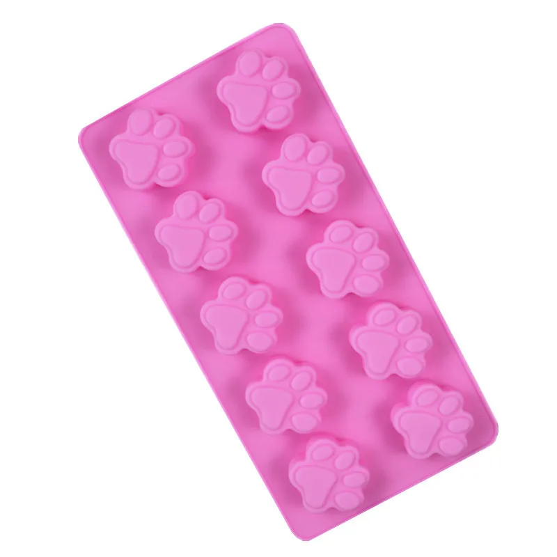 

10 diy cat bear dog paws silicone household chocolate cake baking mold cookies, Pink