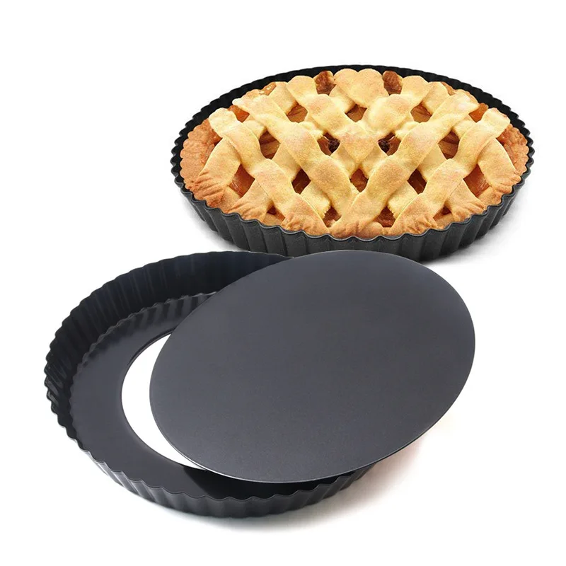 

Nonstick Carbon Steel Pizza Pan with Removable Loose Bottom Baking Pie Pans Tart Quiche Pan, Black