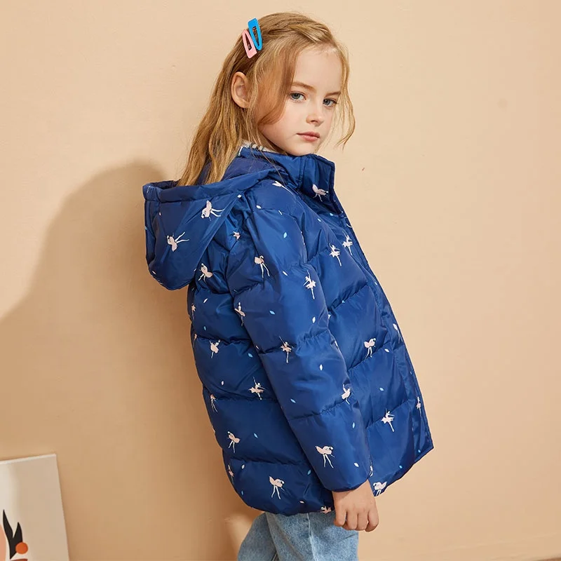 

Gabby Loop Winter Series Girls Hooded Windproof 80%White Duck Down Printed Coat Quilted Puffer Jacket Kids Bubble Down Coats