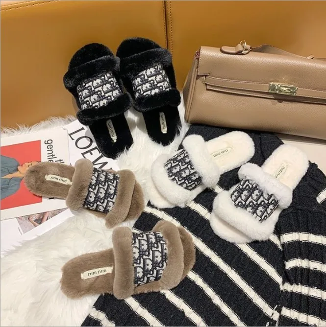 

padded slippers warm cloth women cotton art flat bottom cross with a word