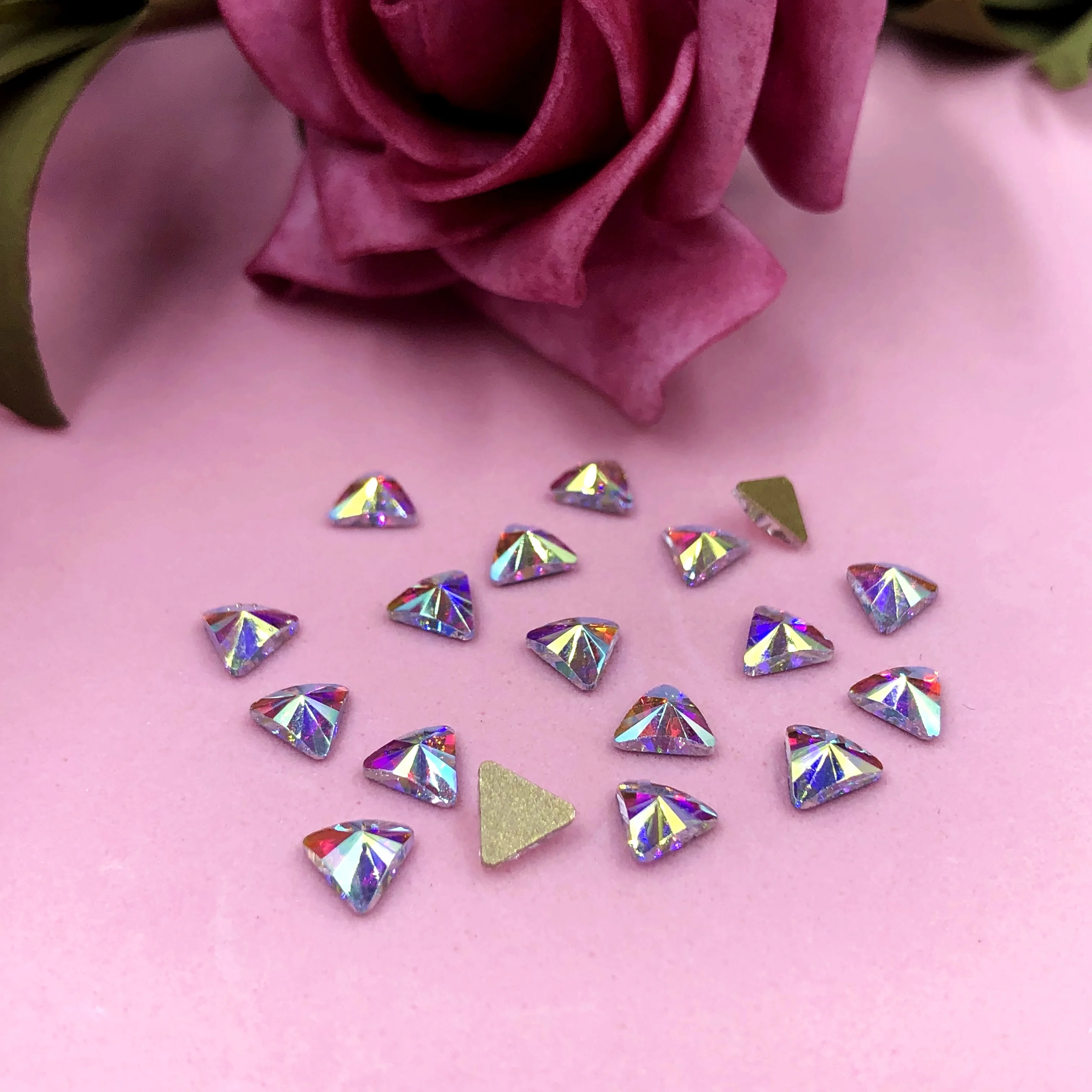 

C&Y Loose Triangle Shape Flatback Glass For Nail Gemstones Crystal AB Rhinestone