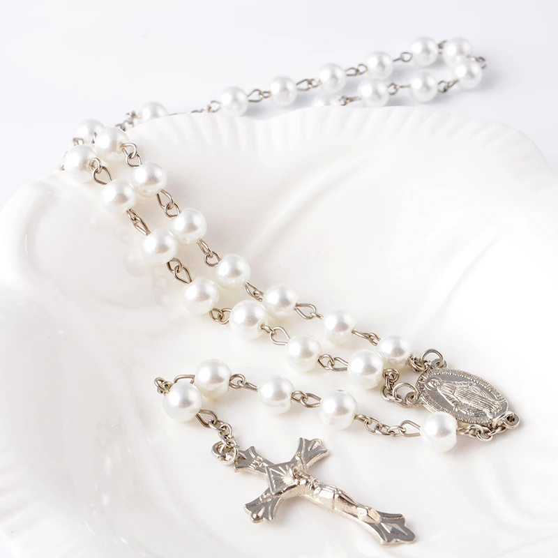 

JC Factory Wholesale Rosary Bead Necklace Crystal Cross Pendant Necklace Catholic Religious
