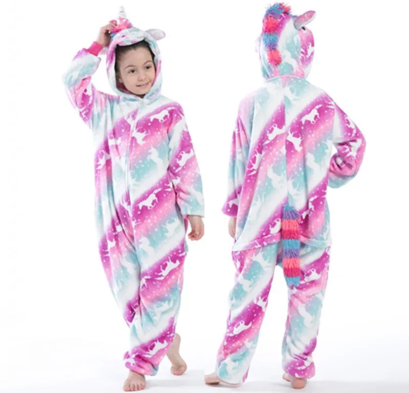 

Wholesale Tie Dye Kids Girl Jumpsuit Pyjamas Kids Cartoon Girls' Sleepwear Kids Unicorn Onesie Flannel Pajamas