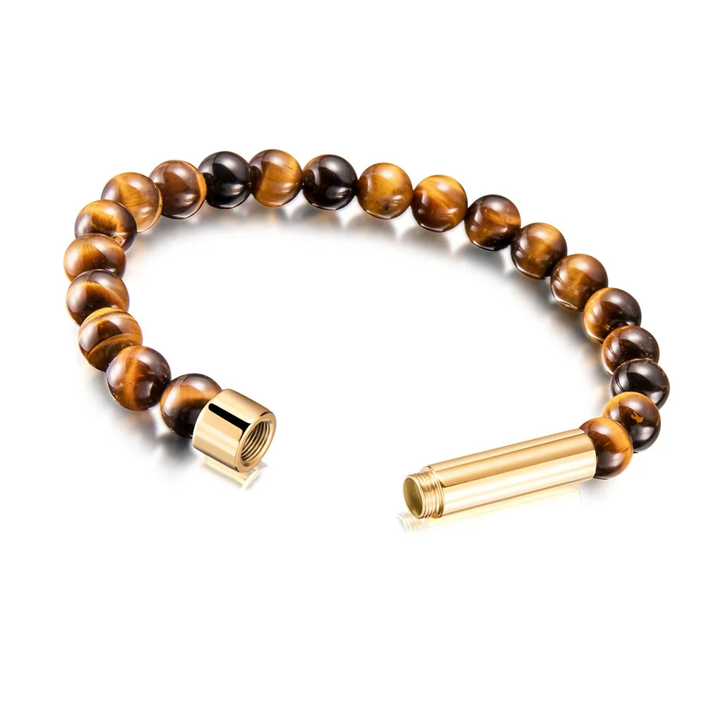 

Amazon hot sale new design tiger eye stone bead bracelet with hidden message tube