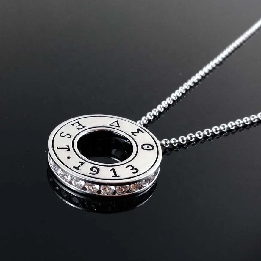 

Online Sell 925 Sterling Silver With CZ Stones DST EST 1913 Pendant Necklace Women Jewelry