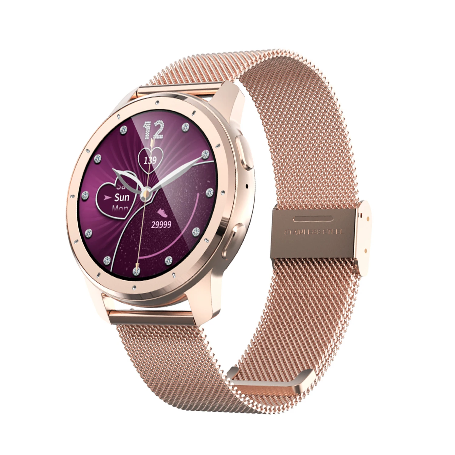 

Women fashion design round screen bracelet bt call ip68 waterproof luxury smart watch mx11 for women lady