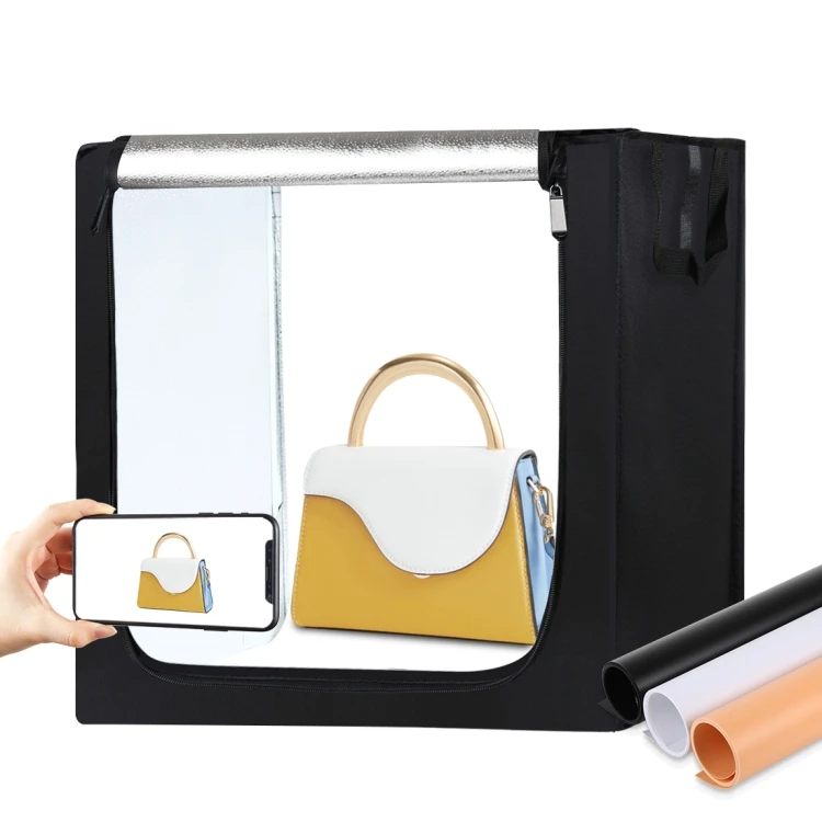 

PULUZ 80cm Folding Portable 80W 8500LM White Light Photo Lighting Studio Shooting Tent Box Kit with 3 Colors Backdrops, Black