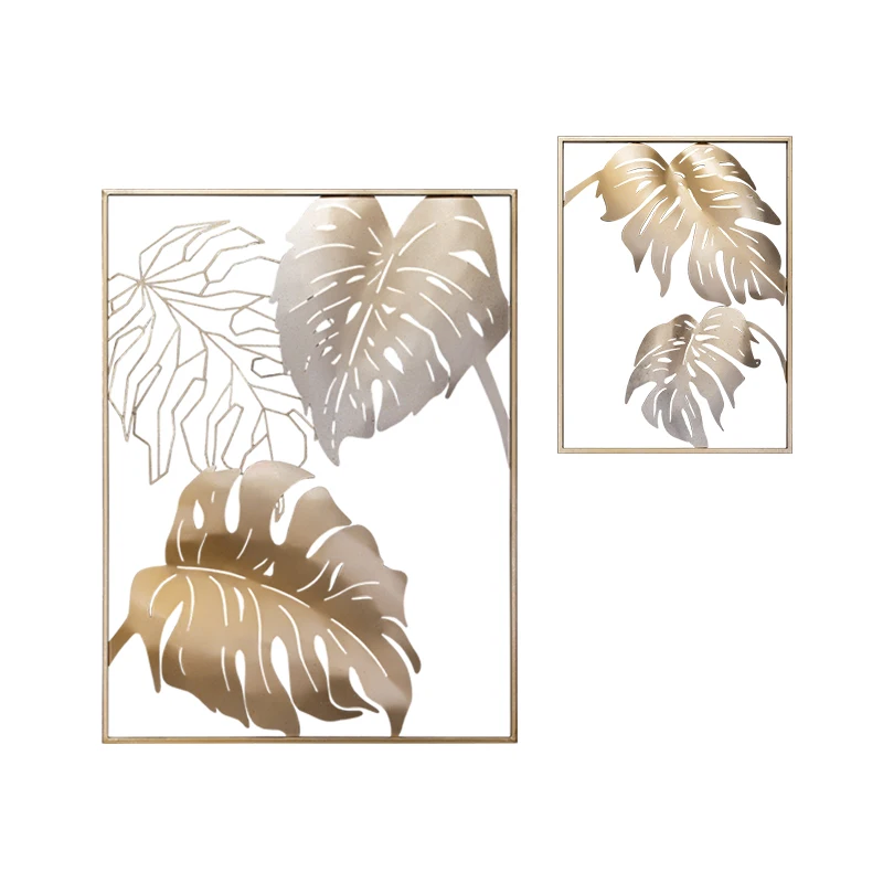 

Relife Tropical rainforest leaf golden metal hanging wall painting home decoration for hotel, Same as pictures