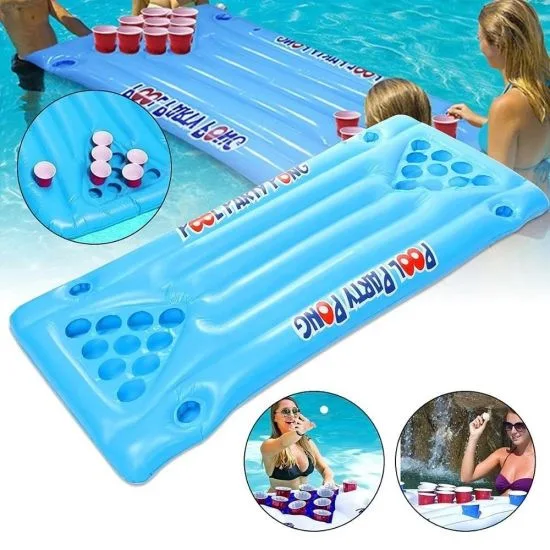 

Inflatable beer table cup hole game table entertainment ice trough pool pong swimming water party beer pong pool float