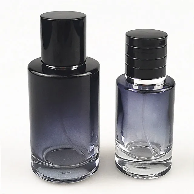 

wholesale 50 ml 30 ml black round glass bottle for perfume with spray