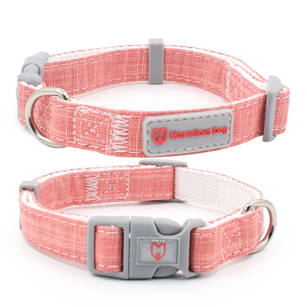 

Slub Cotton Prevent Allergy Dog Collar Customize Logo Cloth Pet Collar Wholesale