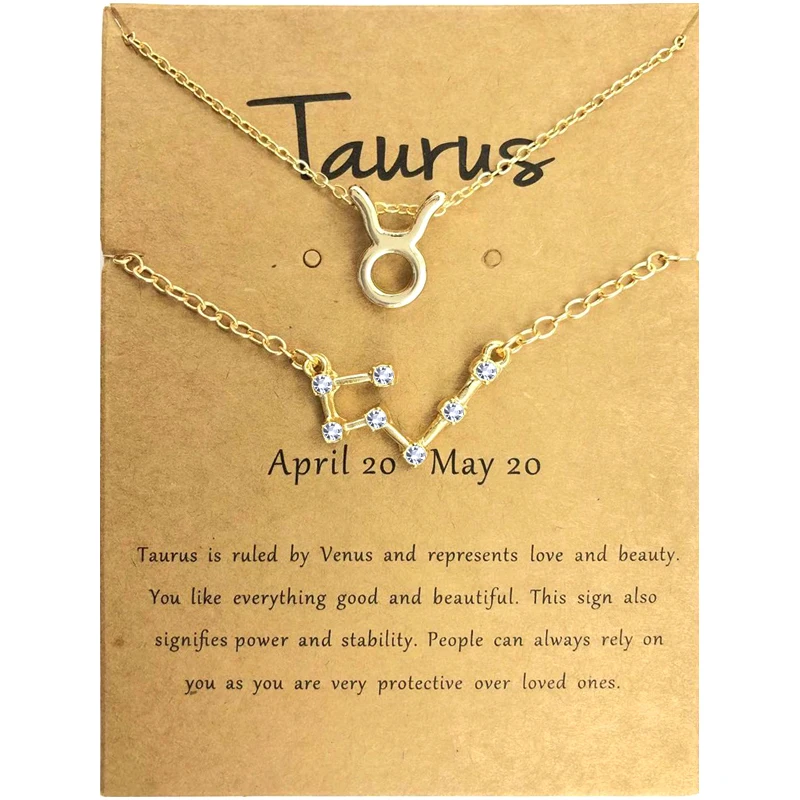 

Gold Astrology Horoscope Birthday Gift12 Constellations Zodiac Bracelet Necklace Jewelry Set Crystal Rhinestone Zodiac Necklace
