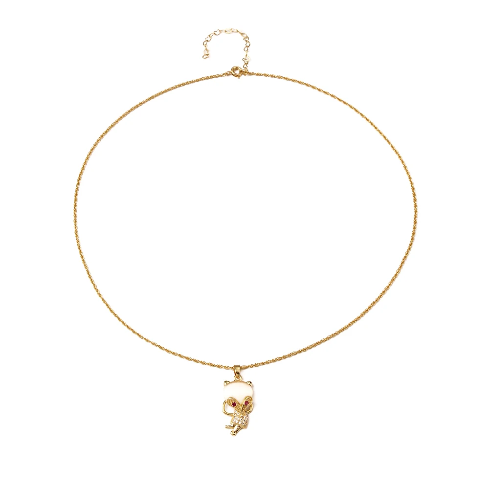 

Fashion Women Cute Pendant Necklace 18k Gild Doll And Mouse Necklace, Gold