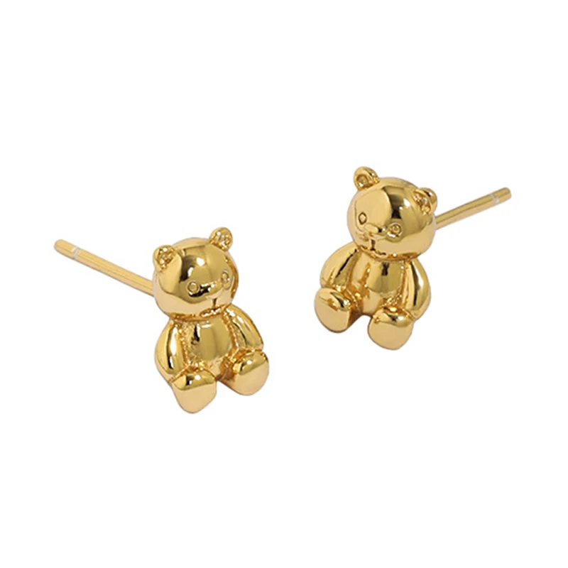 

Waterproof 925 Silver Jewelry Cute Bear Earring Gold Vermeil Sterling Silver Hypoallergenic Stud Earrings For Women