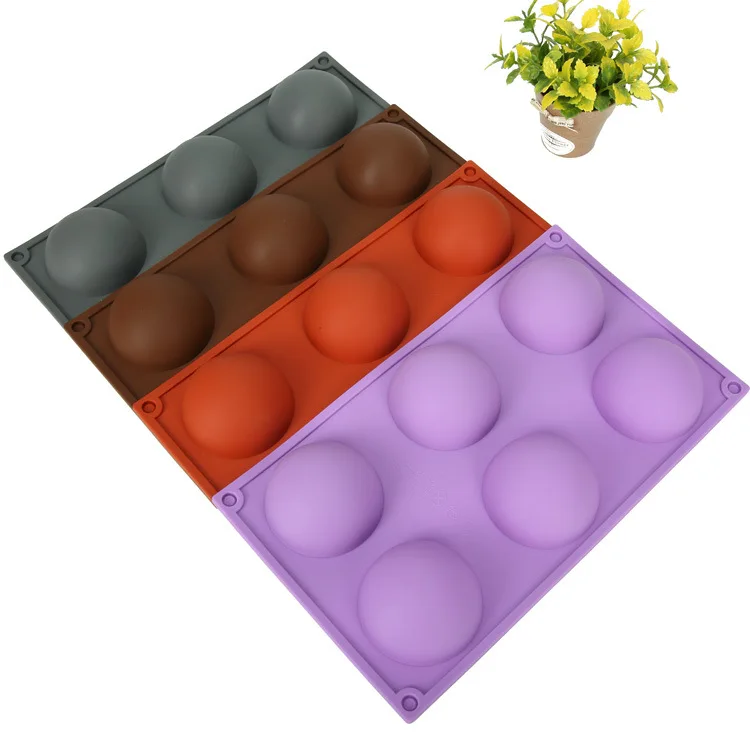 

New style 6 cavity circle halfball silicone cakes making molds chocolate silicone shapes