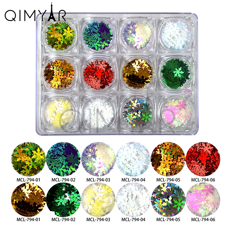 

2020 Christmas Snowflake Nail Sequins christmas nail 3d nail art, As the picture
