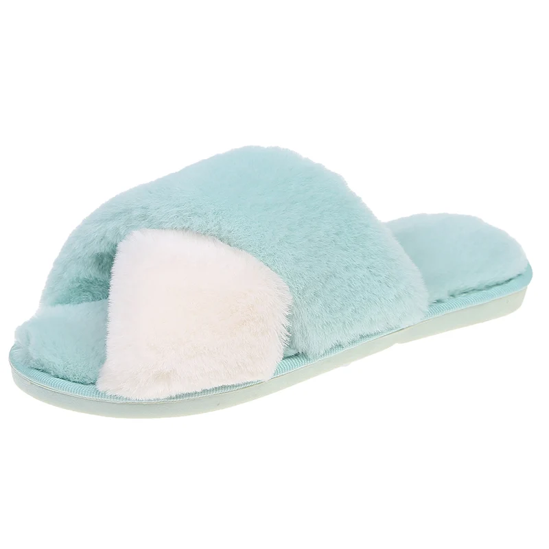 

New Faux Fur Female Slippers Memory Foam Sole Soft Fashion Plush Furry Slipper